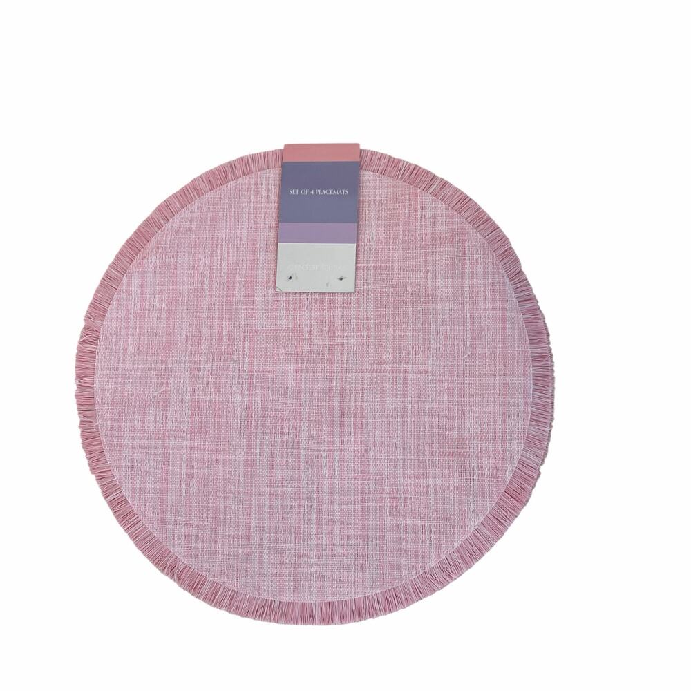 Cedar Lane Pink Easy Care Placemats 15in Round Set of 4 NEW